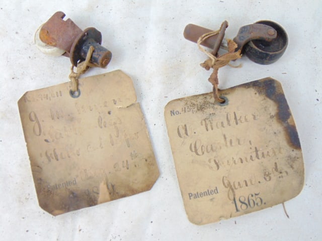 2 Patent Model, Furniture casters, wheels, "Caster Furniture", by A. Walker 1865 & Table Legs Floor (1 of 4)