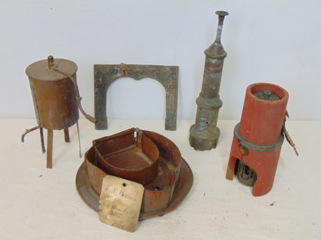 Patent Model lot, stove, boiler, mantle models, "Fireplace Heating Stoves", by H.R. Robbins, 1872; (1 of 9)