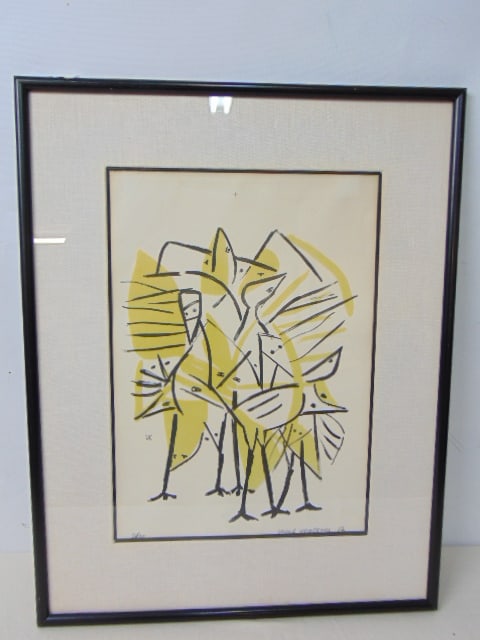 Lithograph, birds, signed Irving Kriegsberg '52, signed in pencil, 15.5" by 11" (1 of 4)