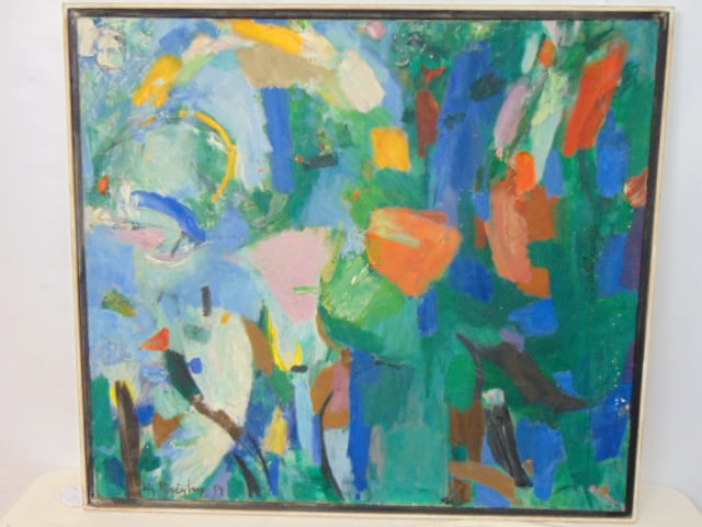 Painting, "The Woods" signed Irving Kriesberg, oil on canvas, 32" by 36": Painting, "The Woods" signed Irving Kriesberg, oil on canvas, 32" by 36"