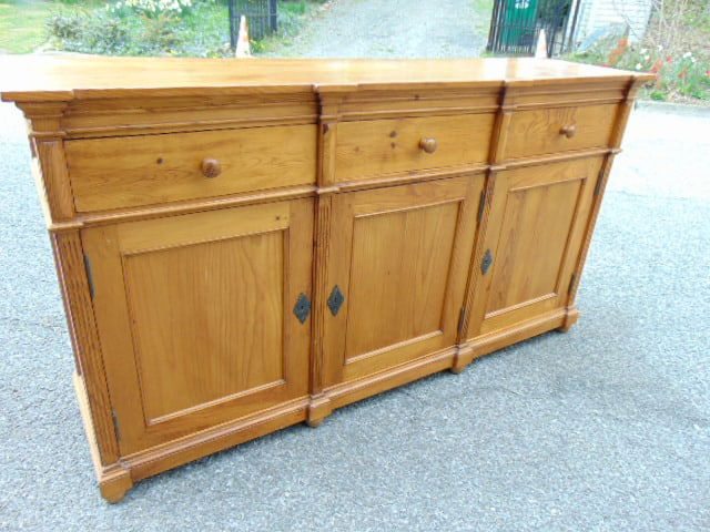 Spanish pine server or sideboard by Artespania, three drawers over three doors, cabinet is 66.75" by (1 of 5)