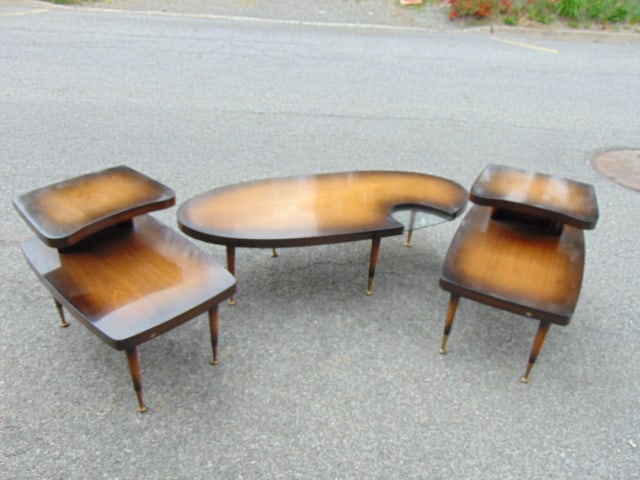 3 piece mid century coffee & end table set, Gordon's Inc. Johnson City, Tennessee, in mahogany with (1 of 8)
