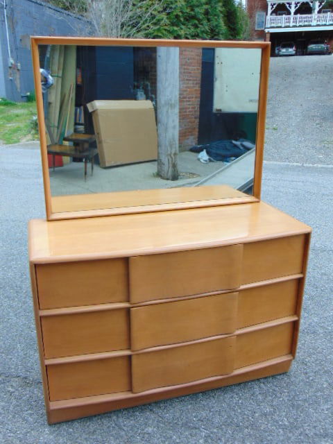 Heywood Wakefield chest with mirror, champagne finish, 3 drawer chest is 46" by 19", height is (1 of 5)