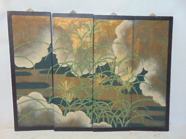 4 Asian panels, screen (no hinges), each panel is 12" wide, height is 36" (1 of 5)