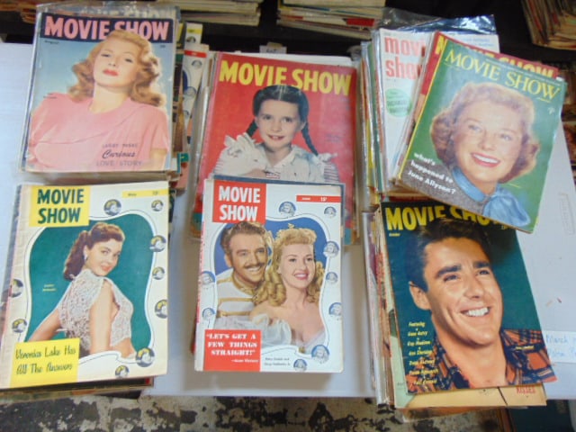 Large lot vintage "Movie Show" movie magazines, 1930's to 1950's 80 plus pieces (1 of 5)