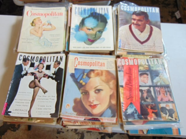 Large lot of vintage "Cosmopolitan" magazines 40's to 90's: Large lot of vintage "Cosmopolitan" magazines 40's to 90's