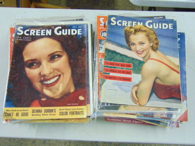Large lot of "Screen Guide" vintage movie magazines, 1940's to 50's (1 of 4)