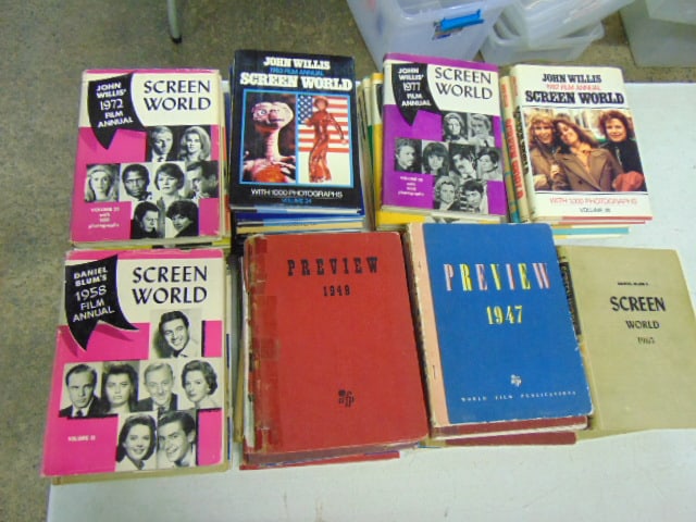 Large lot of John Willis Film Annual Screen World, hard cover magazines, plus additions: Large lot of John Willis Film Annual Screen World, hard cover magazines, plus additions