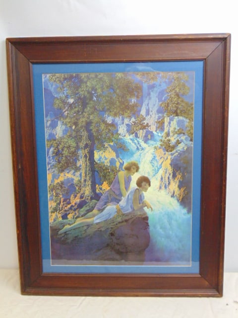Maxfield Parrish print, "Waterfall", 23.25" by 17.5" (print only): Maxfield Parrish print, "Waterfall", 23.25" by 17.5" (print only)