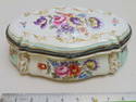 Porcelain floral decorated box, Meissen or Sevres (?), floral painted interior as well, box is 8.5"