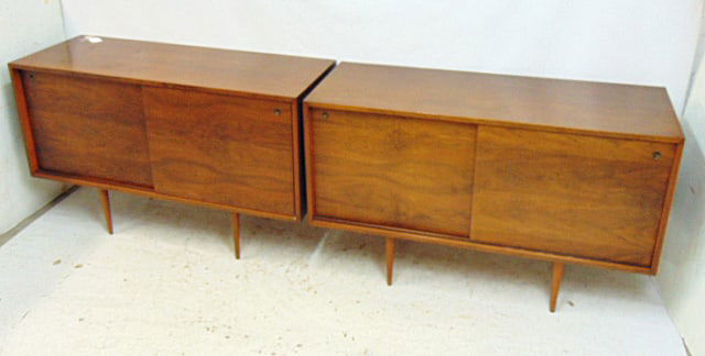 Pair mid Century modern cabinets with sliding doors, cabinets are 48" by 18", 30" tall (1 of 4)