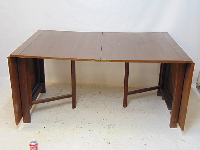 Mid Century folding drop leaf dining table, Bruno Mathsson design, 35.5" deep, length with leaves up (1 of 8)