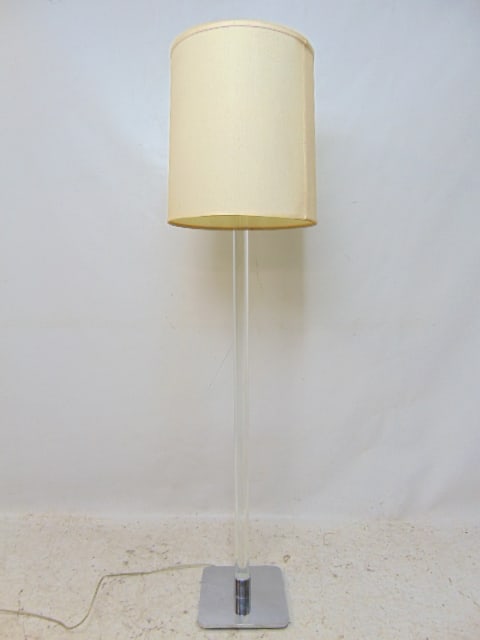 Hansen glass column chrome base floor lamp with shade, height is 54" (base to top shade) (1 of 6)