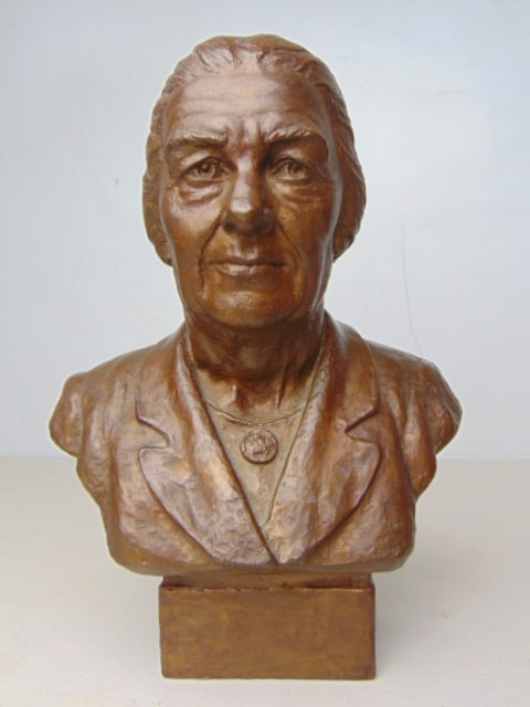 Small bronze bust, Golda, signed Karl Gruppe, 1975, edition 17/600, height is 9 2/8" (1 of 5)