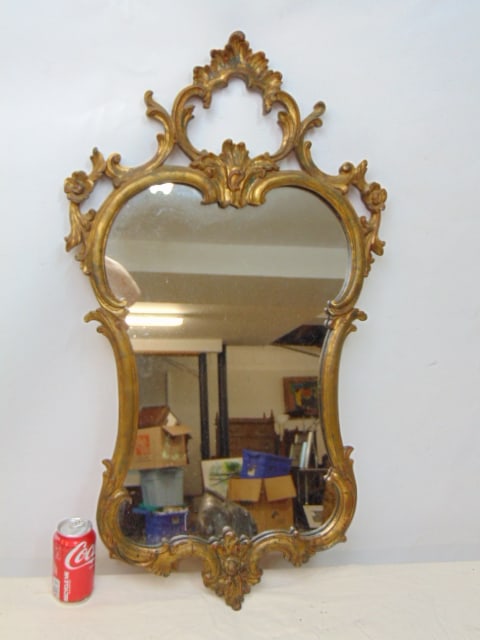 Italian gilt shield mirror by Palladio, mirror is 35.5" tall, width is 20.5" (1 of 4)