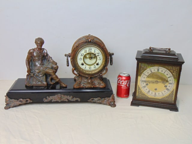 2 clocks, Junghaus & New Haven mantle clocks, Junghaus, German clock in working condition, New Haven (1 of 8)