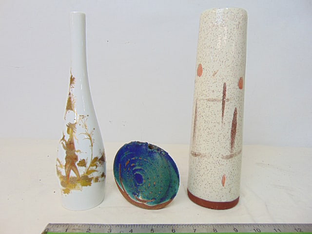Ceramic, porcelain lot, Tetler studios, Bjorn Wiinblad, Walter Roche, art pottery vase (small) by (1 of 9)