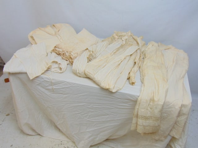 Collection of Victorian whites, 6 pieces, stains, some tears, see photos, as is lot (1 of 6)