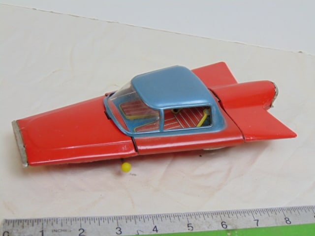 Vintage toy rocket car, "Made in Japan", with pop up canopy, original paint (1 of 5)