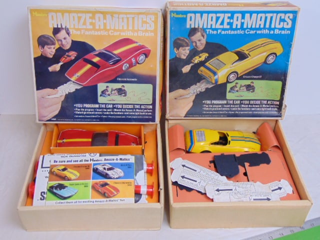 Two vintage "Amaze-A-Matics" toy cars in original boxes,"Chrysler Charger III" & "Chevrolet: Two vintage "Amaze-A-Matics" toy cars in original boxes,"Chrysler Charger III" & "Chevrolet Astrovette", the Amazing Car with a brain