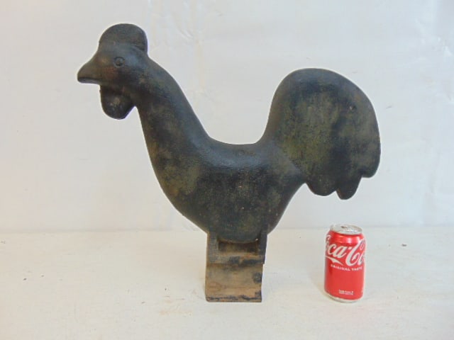 Rooster windmill weight, in cast iron, black paint, 18" tall, 20" wide. (1 of 4)