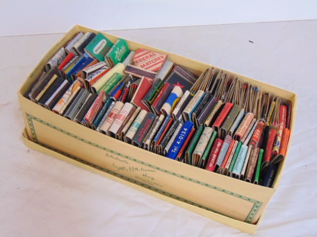 Vintage matchbook collection, box filled with various vintage matchbooks (1 of 4)