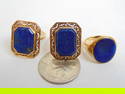 Jewelry. (3) Gold rings, Antique rose gold oval signet ring w/ crown engraving, intaglio, size 5.25;