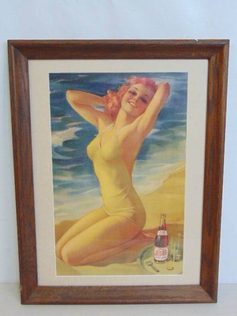 Vintage Pepsi Cola advertisement poster, no date, framed, size (matting) is 21" by 13.5" (1 of 4)