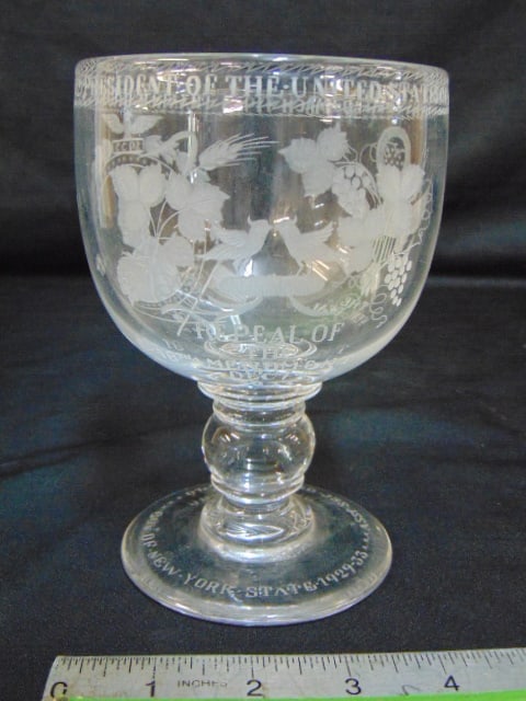 Vernay glass FDR Commemorative goblet, 1933, "repeal of the 18th amendment, December 7th, 1933, with (1 of 11)