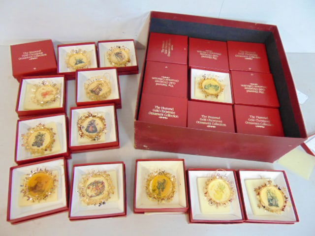 The Hummel Gold Christmas Ornament collection, all boxed in original box, includes 30 ornaments, (1 of 7)