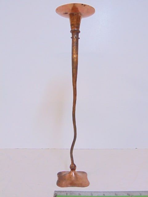 Hessel studios copper candlestick, "Becoming Pool", height is 15.5"" (1 of 4)