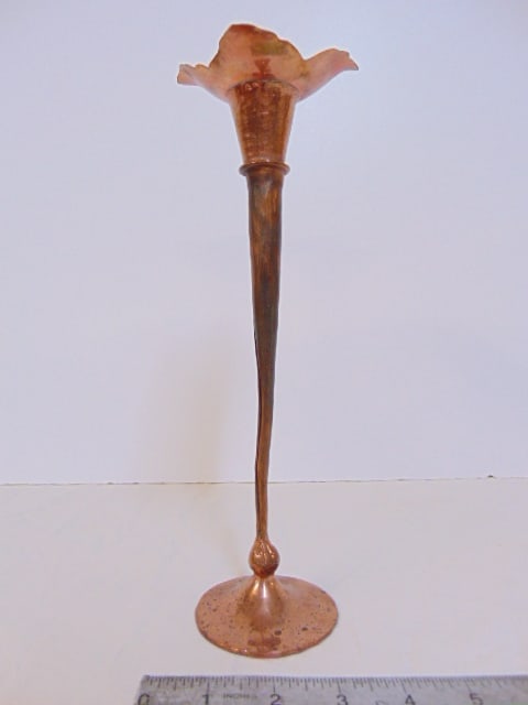 Hessel studios copper candlestick, "Tell Me", height is 10" (1 of 4)
