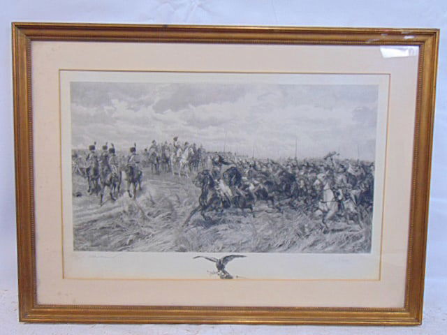 Large print, Napoleon Saluting his Cavalry, after Eugene Meissonier, 22.25" by 34.5" (matting) (1 of 6)