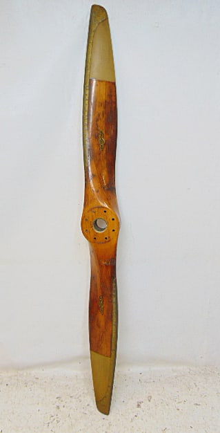 Vintage airplane propeller, model 76JR53, wood with brass covering, by Sensenich Propellers, (1 of 5)