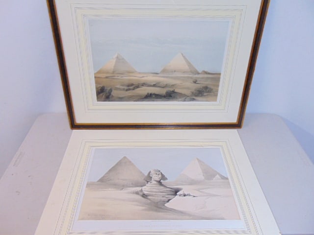 2 David Roberts prints, "The Great Sphinx, Pyramids of Gizeh" & "Pyramids of Gizeh, one framed, (1 of 6)