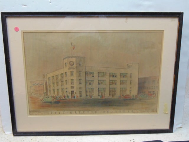 Architectural rendering, drawing, ""Post Gazette Building", Grant Street, Pittsburgh, PA, 15.25" by (1 of 7)