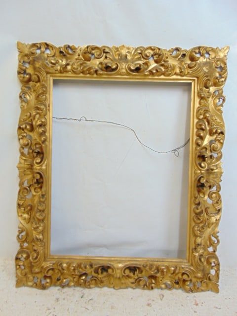 Large antique ornate gilt frame, opening is 34" by 26.5", total size is 46.25" by 39" (1 of 4)
