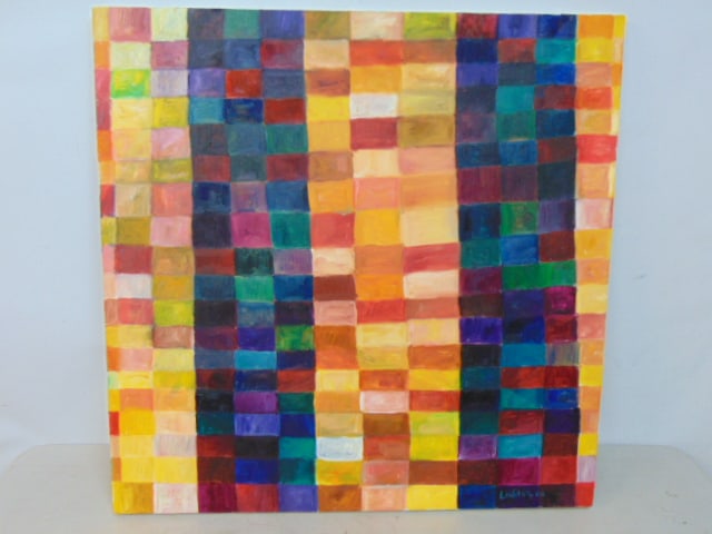 Painting, abstract with cubes, Morton Lichter, 2008, oil on canvas, 30" by 30": Painting, abstract with cubes, Morton Lichter, 2008, oil on canvas, 30" by 30"