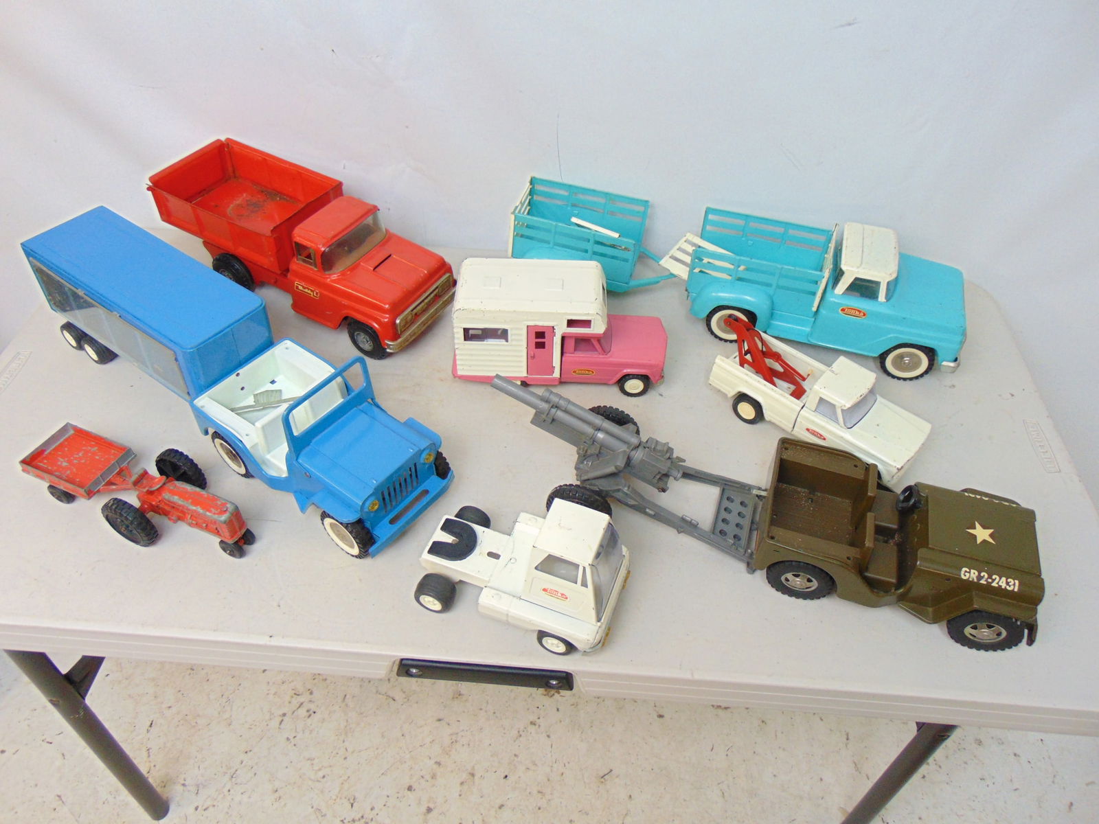 Lot vintage steel toy trucks, Tonka, Buddy L, includes 5 Tonka trucks, two with trailers & Buddy L d (1 of 9)