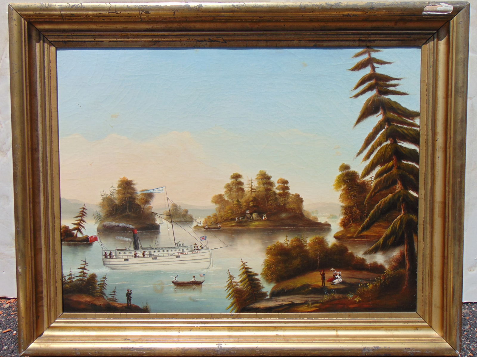 The Oswego Bell Steamboat at Thousand Islands, signed John G, Phillips, possibly Canadian, circa (1 of 11)