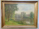 Boating on River, Charles Grafton Dana, American 1843-1926, oil on canvas, signed lower left C.G.