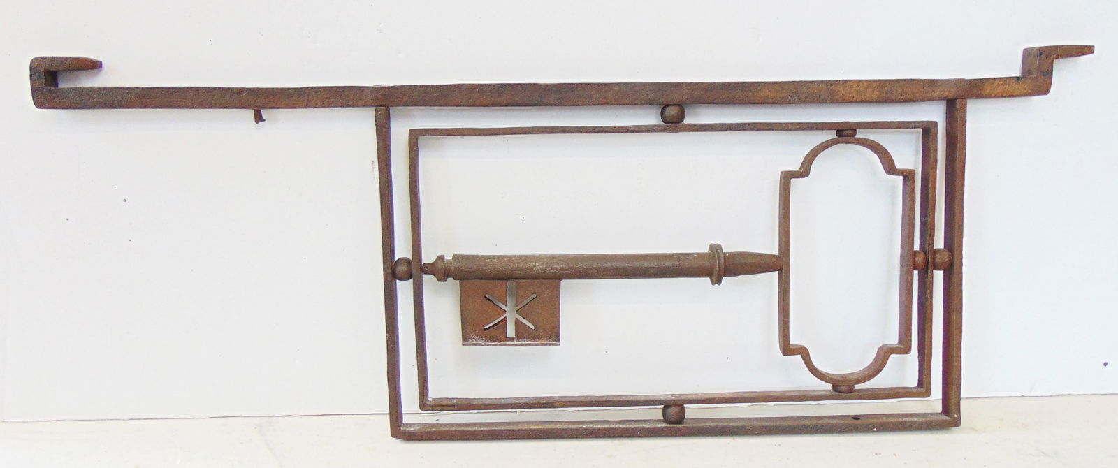 Trade sign, locksmith, wrought iron key, 10" x 29" (1 of 5)