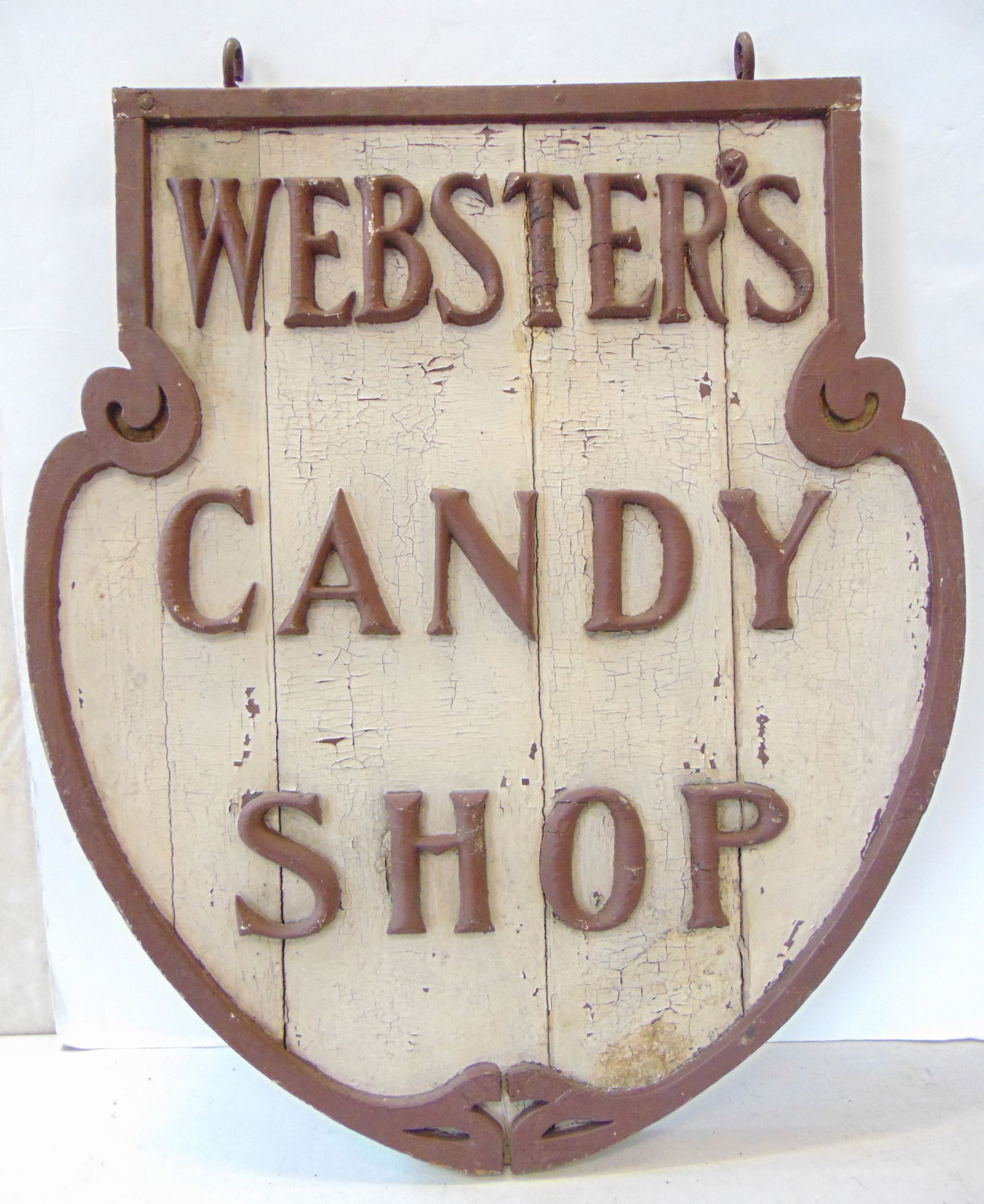 Trade sign, double sided, "WEBSTER'S CANDY SHOP", 19th century, applied letters, 30" x 26" (1 of 8)