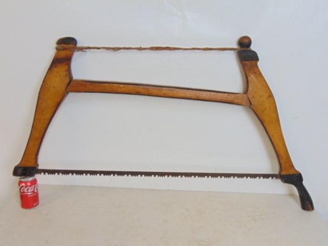Antique buck saw, original paint with tension spring, width is 46" (1 of 4)