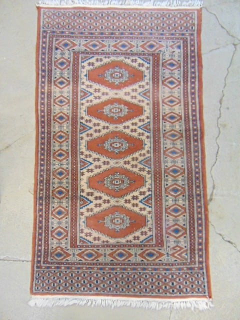 Small scatter rug, Bokhara in brown / beige, 52.5" by 31" (1 of 4)