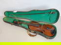 Vintage violin in case, Jacobus Stainer copy, made in Germany, with unsigned bow.