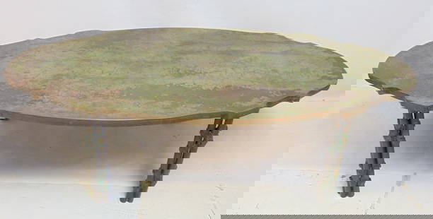 Philip and Kelvin LaVerne etched & patinated 'Boucher' coffee table, bronze table is 60 3/8" by 31: Philip and Kelvin LaVerne etched & patinated 'Boucher' coffee table, bronze table is 60 3/8" by 31 3/8", height is 16.5"