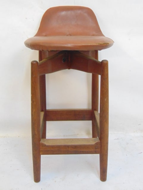 George Tanier leather seat barstool, made in Denmark: George Tanier leather seat barstool, made in Denmark