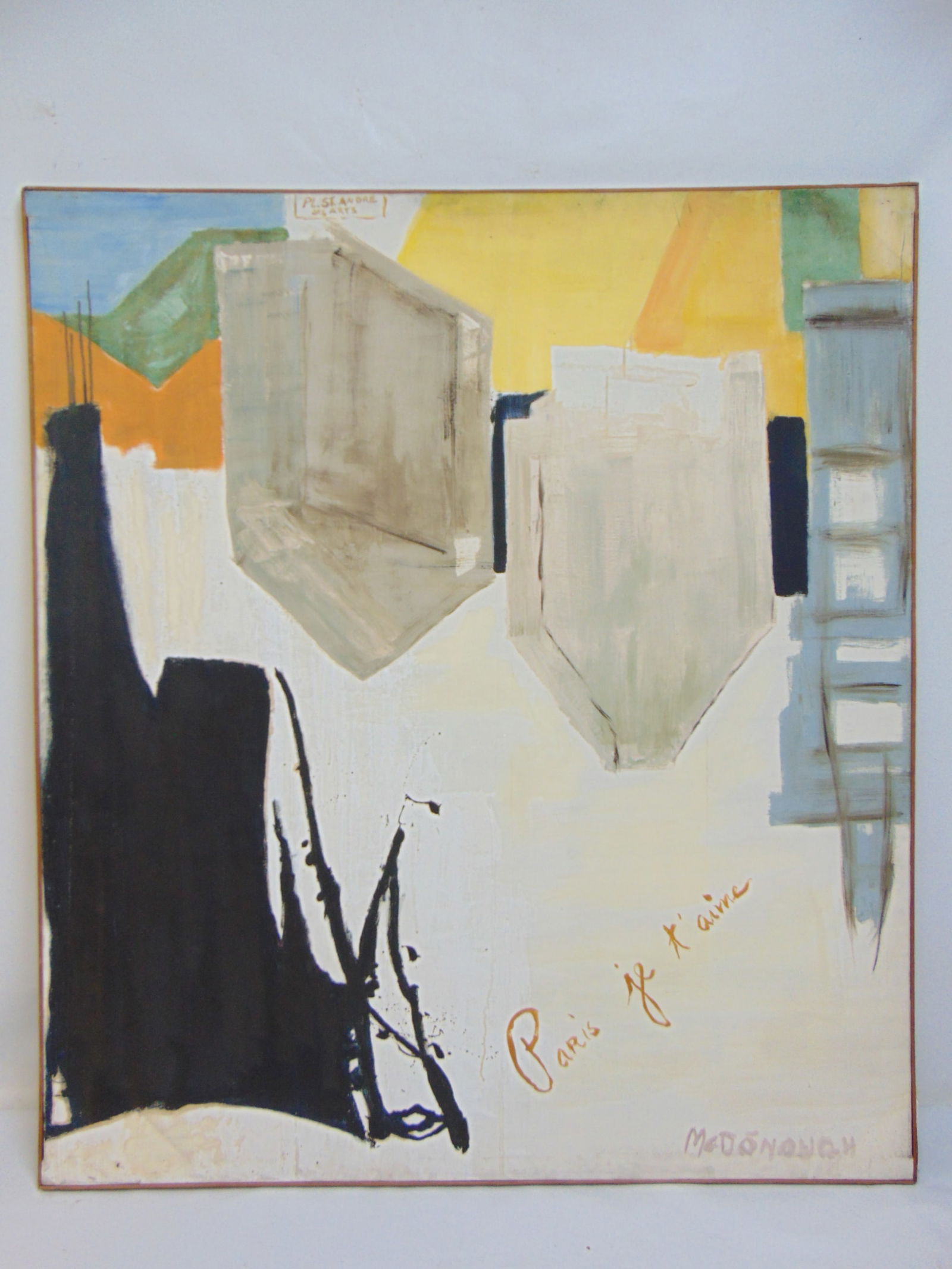 Painting, "Paris je t'aime", signed William McDonough, oil on canvas, 70" by 61.75" (1 of 7)