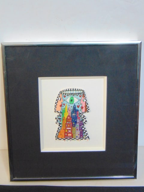 James Rizzi mixed media, "Big Brother", 1989, 260/352, 6.5" by 5.5" (1 of 4)